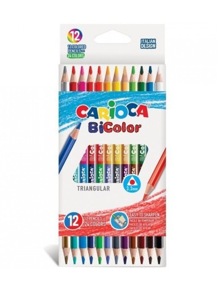 CARIOCA BI-COLOR ΞΥΛΟΜΠΟΓΙΕΣ ΤΡΙΓΩΝΙΚΕΣ ΜΕ ΔΙΠΛΗ ΜΥΤΗ 12 ΤΕΜΑΧΙΑ-24 ΧΡΩΜΑΤΑ