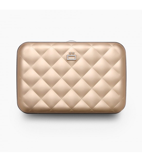 ΠΟΡΤΟΦΟΛΙ ΑΛΟΥΜΙΝΙΟΥ ΠΡΟΣΤΑΣΙΑΣ ΚΑΡΤΩΝ OGON QUILTED BUTTON ROSE-GOLD
