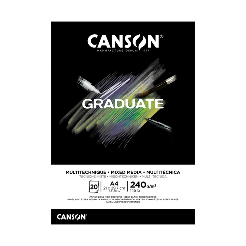 ΜΠΛΟΚ CANSON GRADUATE MIXED MEDIA BLACK Α4 240gr 20φ