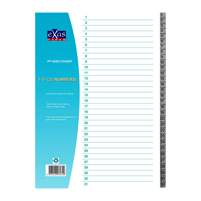 ΔΙΑΧΩΡΙΣΤΙΚΑ EX-OFFICE 1-31 PP Α4 ΓΚΡΙ