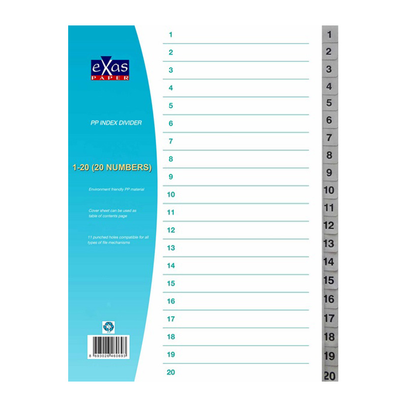ΔΙΑΧΩΡΙΣΤΙΚΑ EX-OFFICE 1-20 PP Α4 ΓΚΡΙ