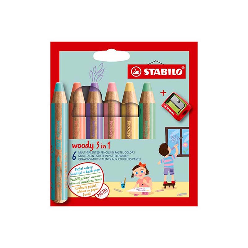 ΚΡΑΓΙΟΝ STABILO WOODY Pastel 880 SET/ 6+ΞΥΣΤΡΑ