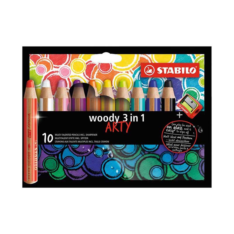 ΚΡΑΓΙΟΝ STABILO ARTY WOODY 880 SET/10+ΞΥΣΤΡΑ