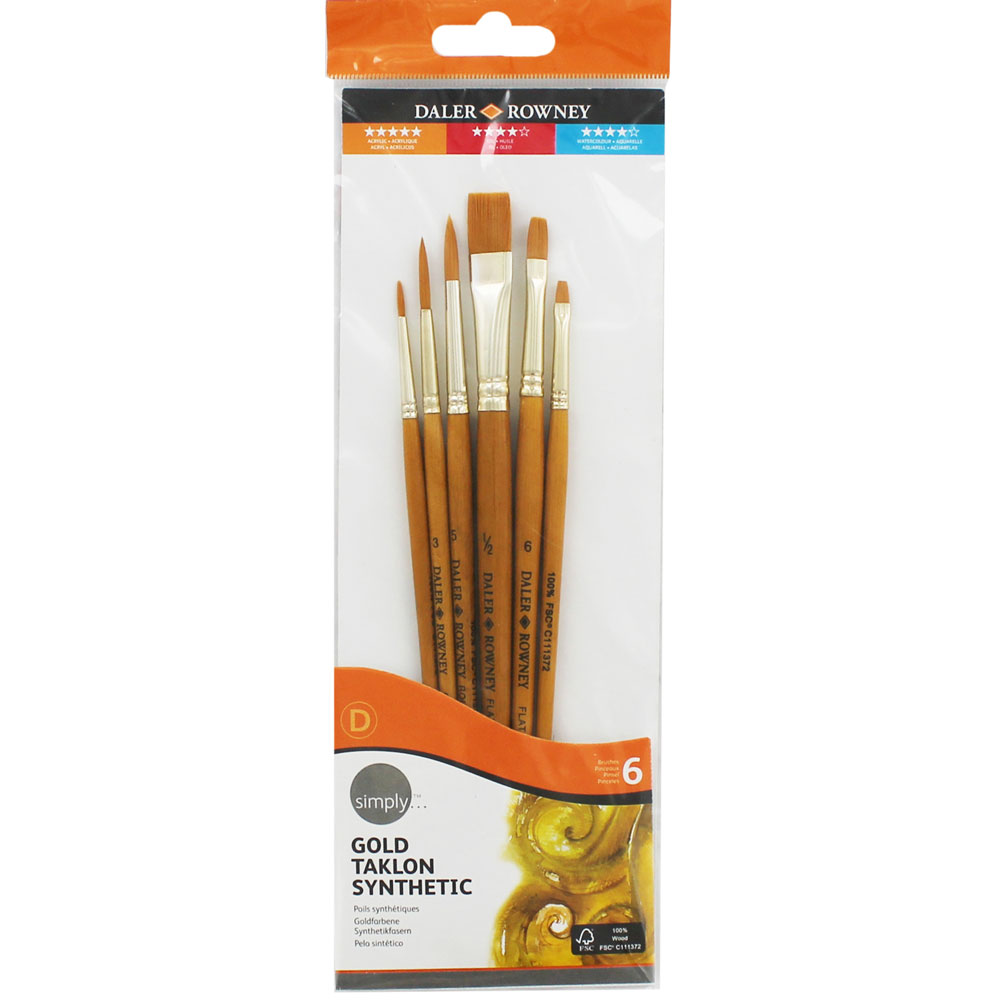 Σετ Πινέλα Gold Taklon Daler Rowney 6 Τεμάχια