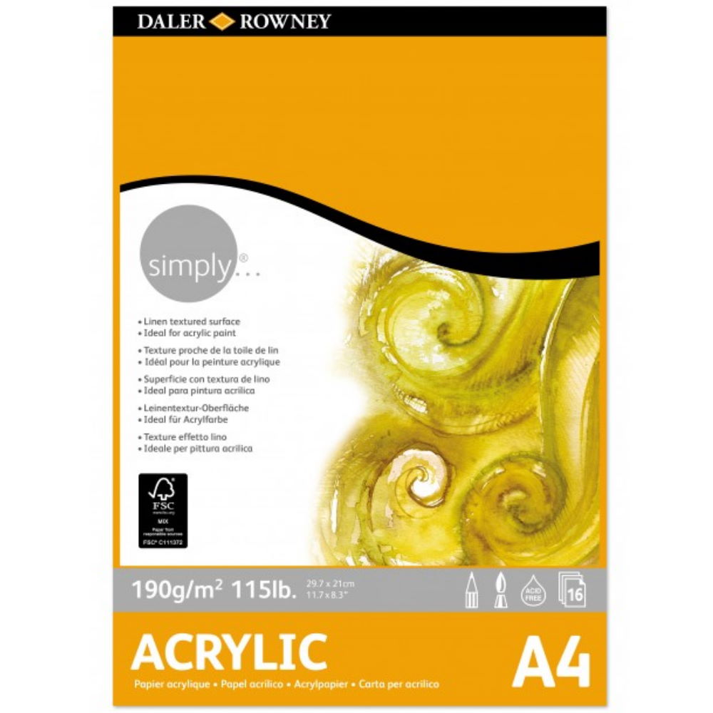 DALER ROWNEY ΜΠΛΟΚ SIMPLY ACRYLIC PAD 190G/M2 21X29.7CM 16Φ DALER ROWNEY ΜΠΛΟΚ SIMPLY ACRYLIC PAD 190G/M2 21X29.7CM 16Φ
