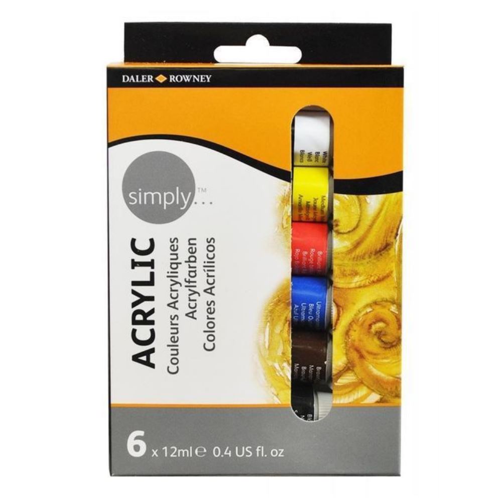 DALER-ROWNEY SIMPLY ΣΕΤ 6 ΑΚΡΥΛΙΚA ΧΡΩΜΑΤΑ ΣΕ ΣΩΛΗΝΑΡΙΑ ΤΩΝ 12ml