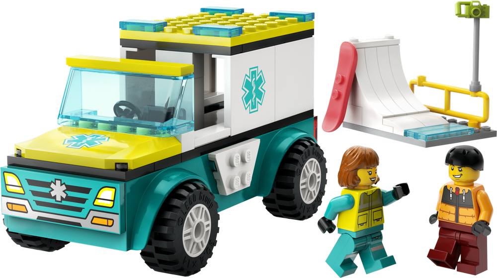 LEGO CITY EMERGENCY AMBULANCE AND SNOWBOARDER