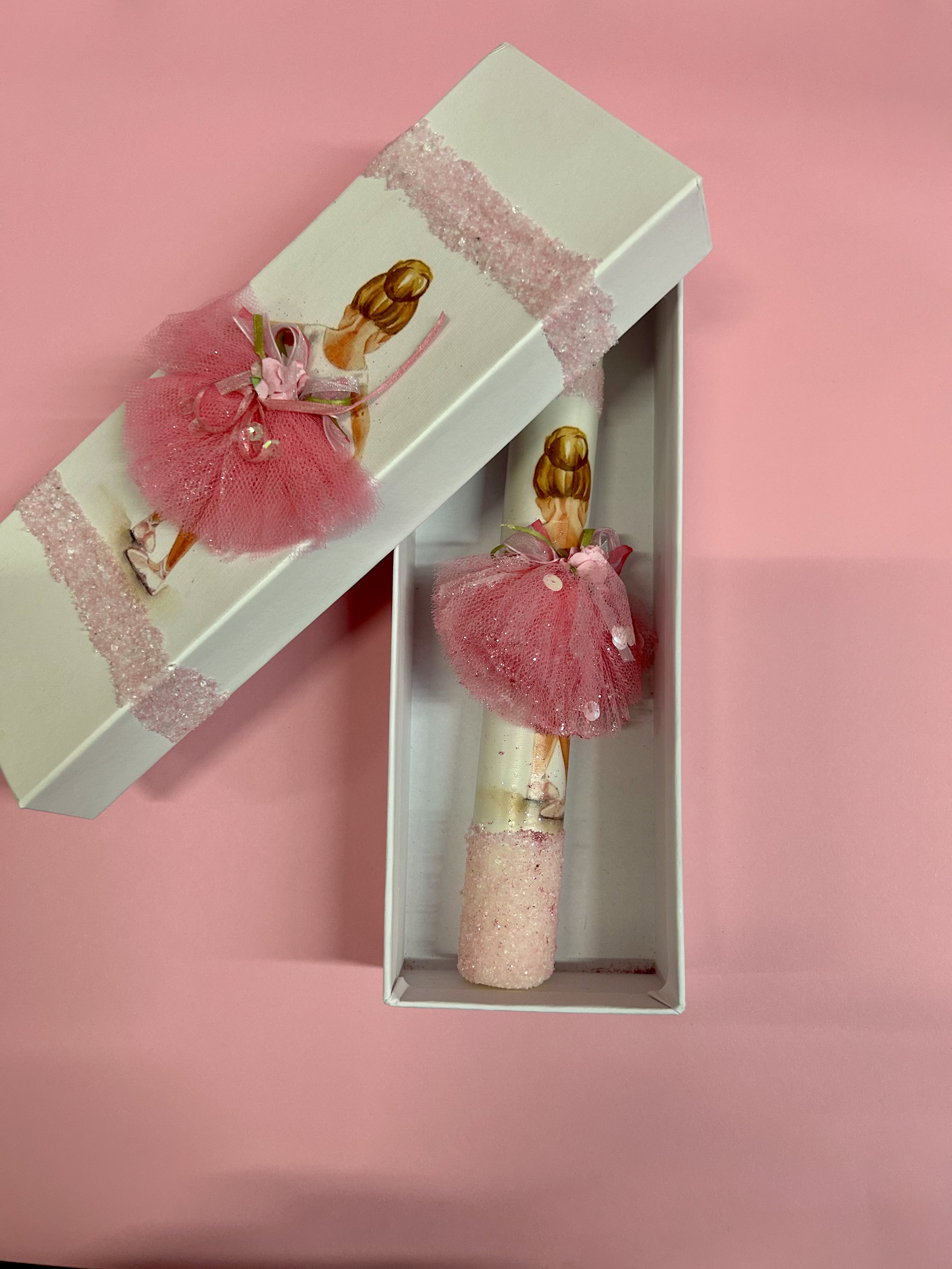 ΛΑΜΠΑΔΑ ΛΕΥΚΗ ΜΕ ΤΥΠΩΜΑ ΜΠΑΛΑΡΙΝΑ ΚΑΙ ΡΟΖ ΤΟΥΛΙΝΗ ΦΟΥΣΤΑ