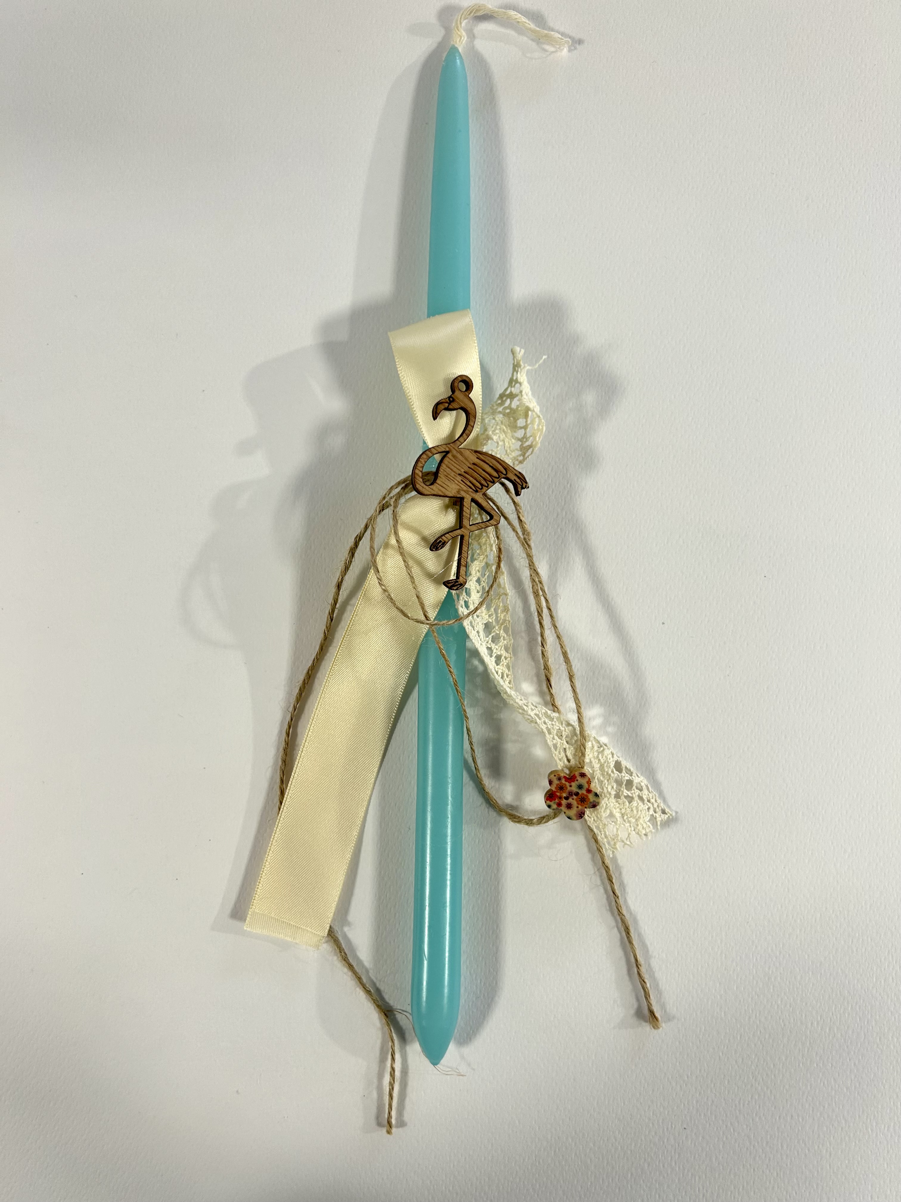 Λαμπάδα Πασχαλινή βεραμάν με φλαμίνγκο ξύλινο