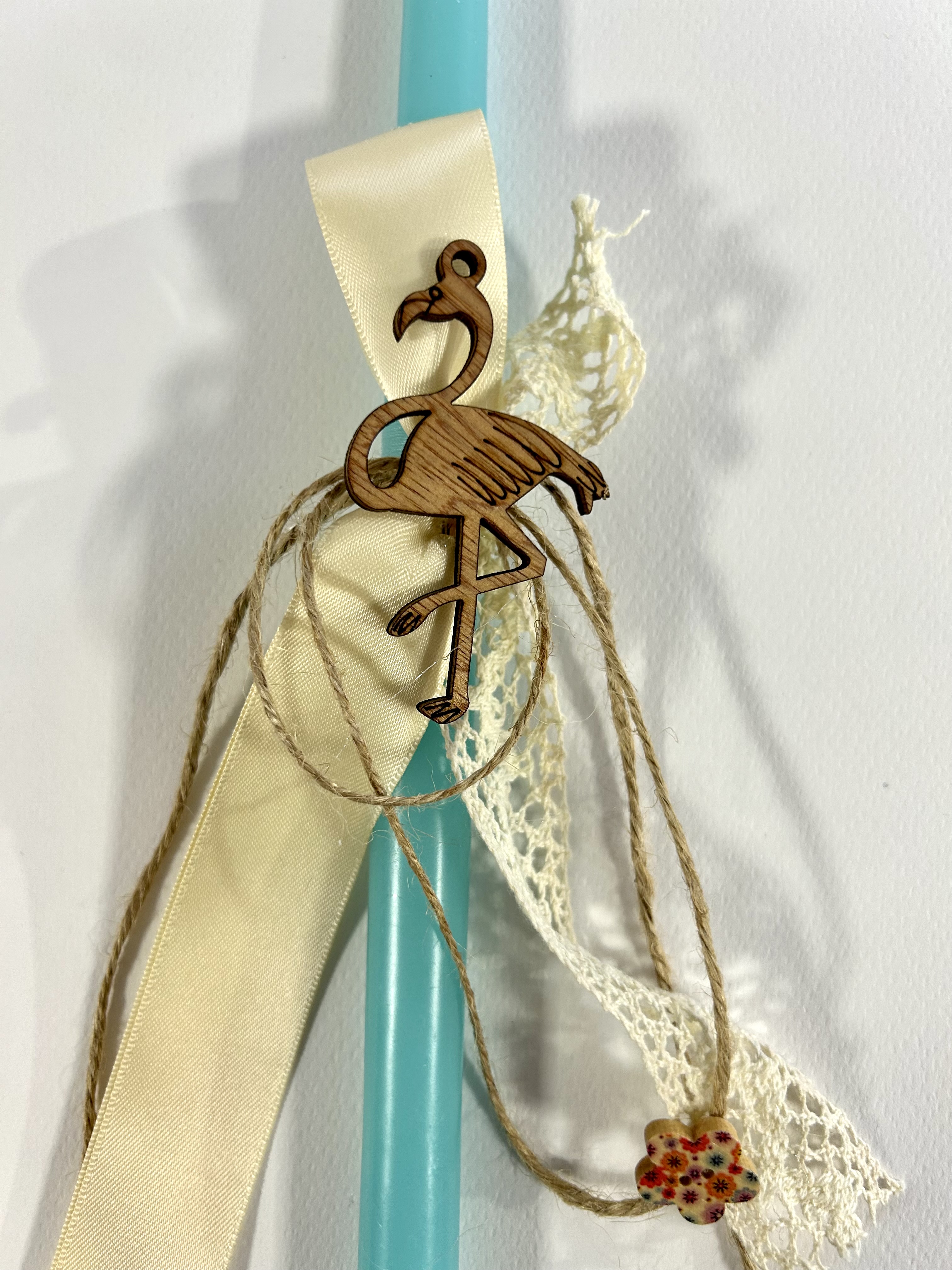 Λαμπάδα Πασχαλινή βεραμάν με φλαμίνγκο ξύλινο