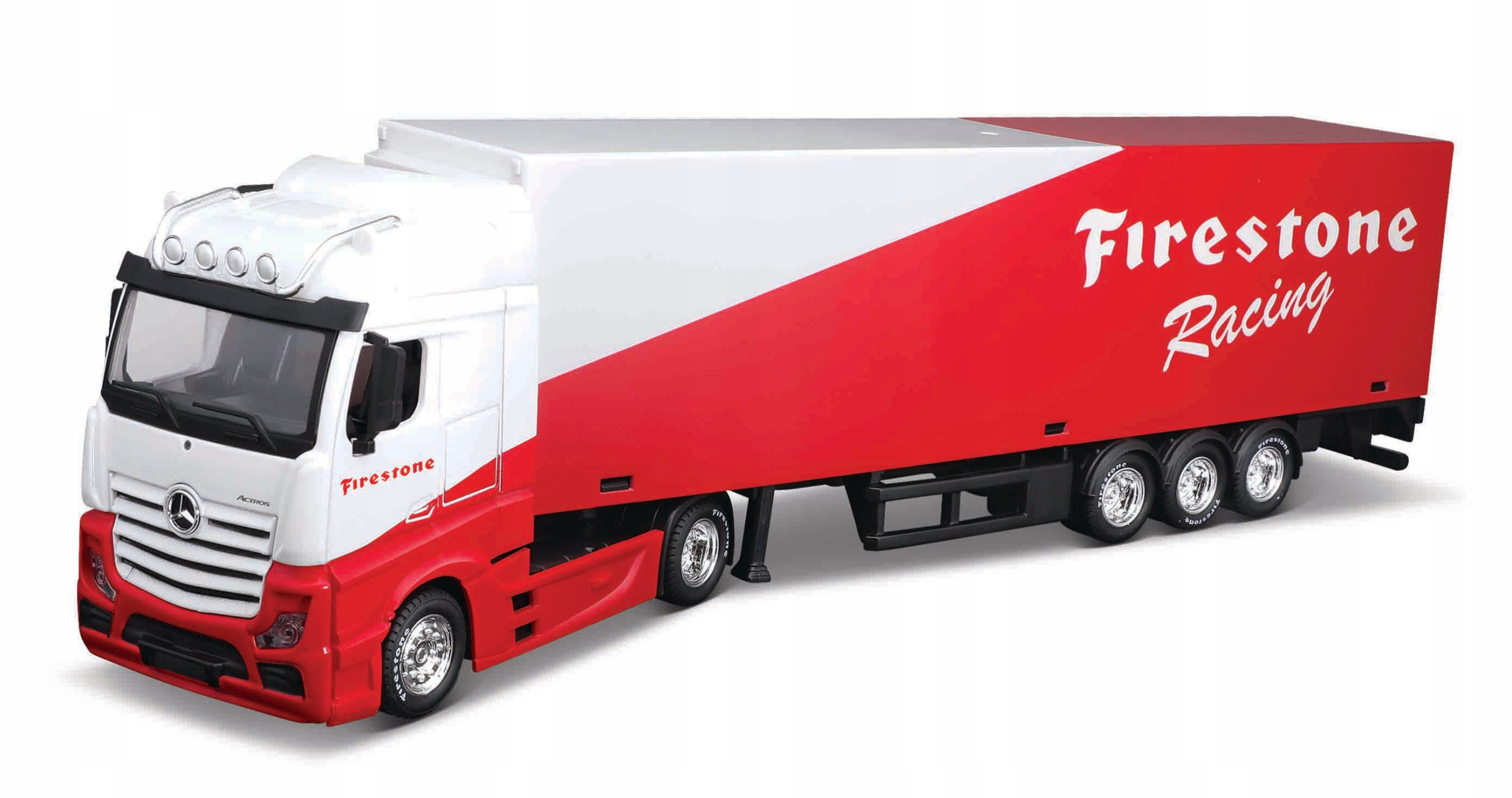 BURAGO 1/43 18-31480 - MERCEDES BENZ HAULER ΜΕ ΡΥΜΟΥΛΚΟΥΜΕΝΟ FIRESTONE RACING