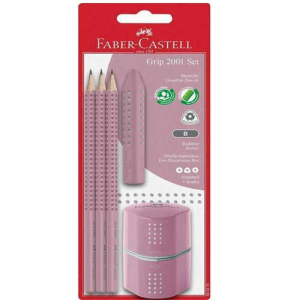 ΣΕΤ FABER CASTELL ΜΟΛΥΒΙΑ-ΓΟΜΑ-ΞΥΣΤΡΑ ΡΟΖ