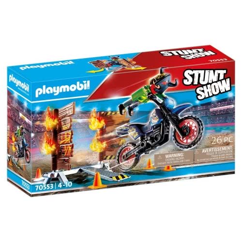 PLAYMOBIL ΜΗΧΑΝΗ MOTOCROSS ΜΕ ΦΛΕΓΟΜΕΝΟ ΤΟΙΧΟ