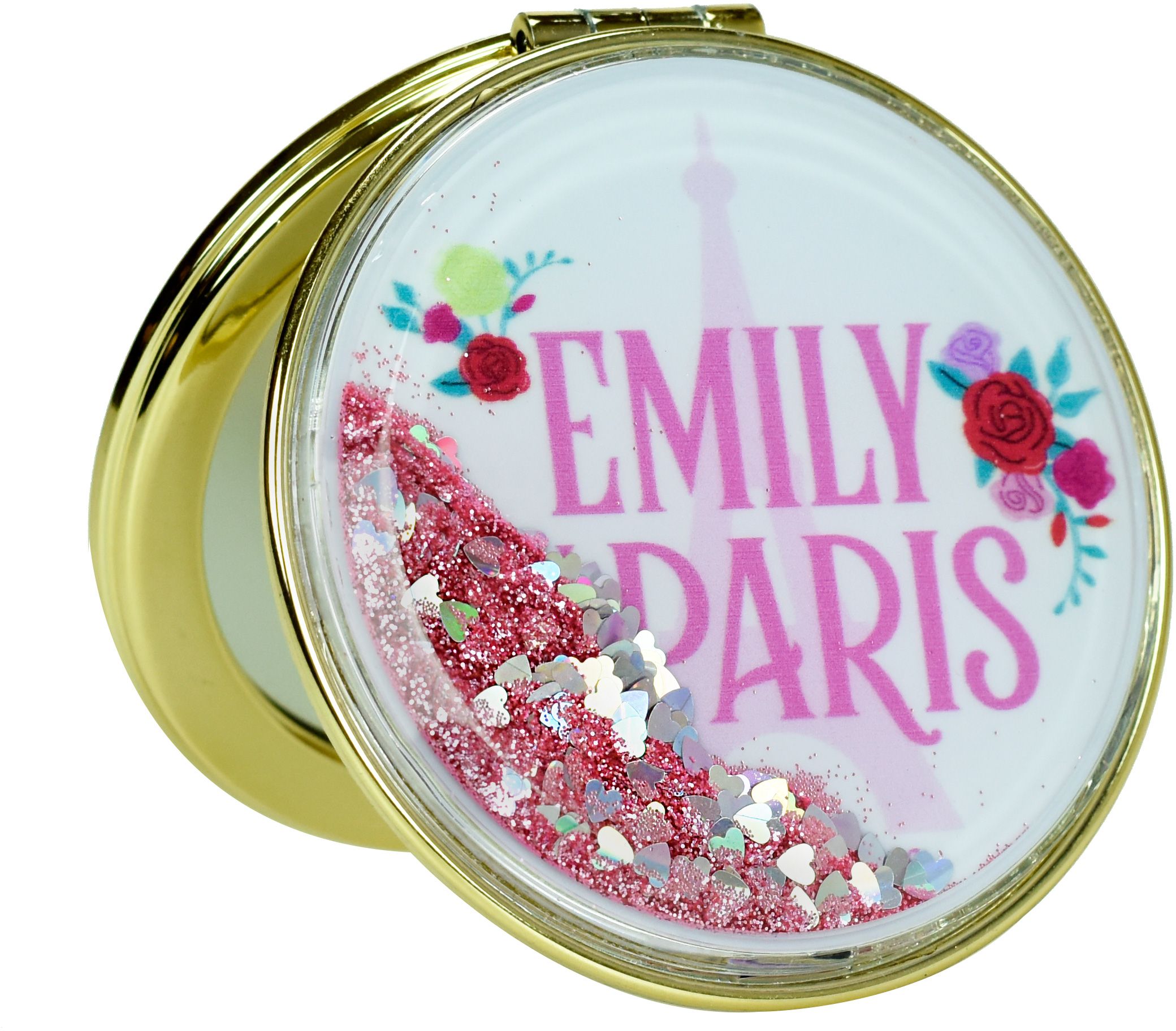 Emily In Paris Roses Καθρεφτάκι Μεταλλικό Glitter Emily In Paris Roses Καθρεφτάκι Μεταλλικό Glitter