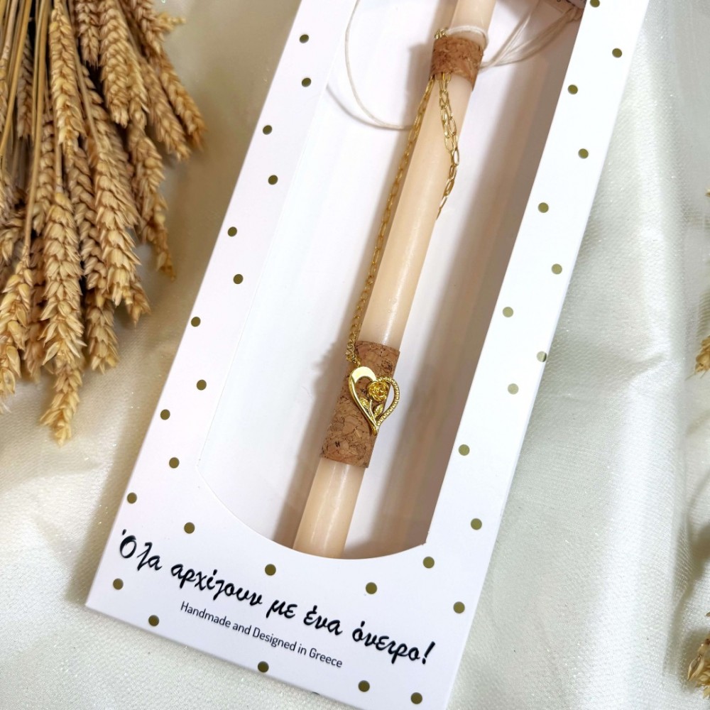 Λαμπάδα αρωματική καρδιά τριαντάφυλλο