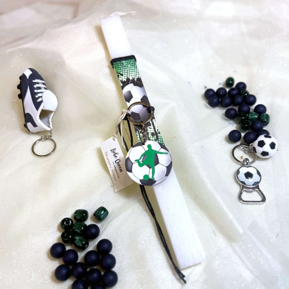 Λαμπάδα αρωματική μπρελόκ ποδόσφαιρο πράσινο ξύλινη μπάλα