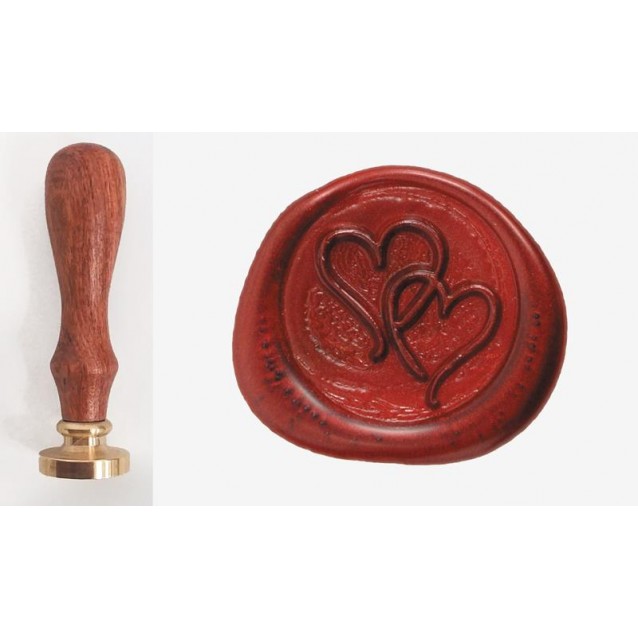 Ορειχάλκινη Σφραγίδα Φ 2,5cm "Διπλή Καρδιά" με Χερούλι