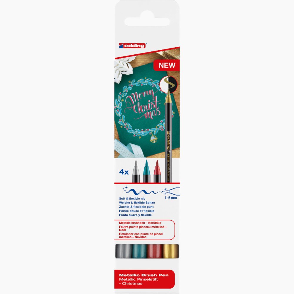 Μαρκαδόροι Edding 1340 Metallic Σετ 4 Τεμαχίων Christmas Pack