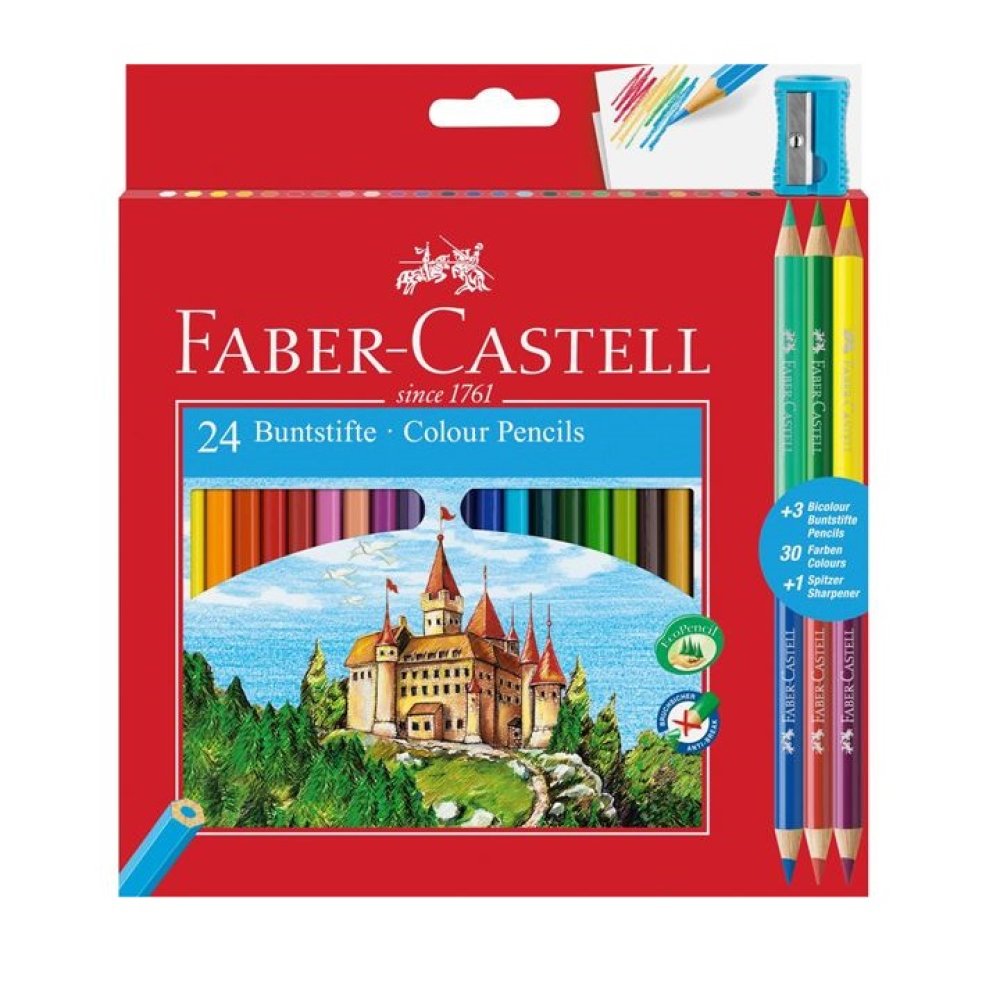 ΞΥΛΟΜΠΟΓΙΕΣ FABER CASTELL ΜΕ ΞΥΣΤΡΑ 24 ΤΜΧ. + 3 ΔΩΡΟ