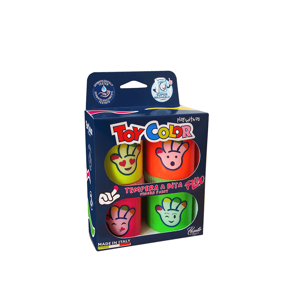 TOY COLOR ΔΑΚΤΥΛΟΜΠΟΓΙA SUPER WASHABLE 2+ ΧΑΡΤΙΝΟ BLISTER 4 ΧΡΩΜΑΤΑ 80ml KIDS NEON