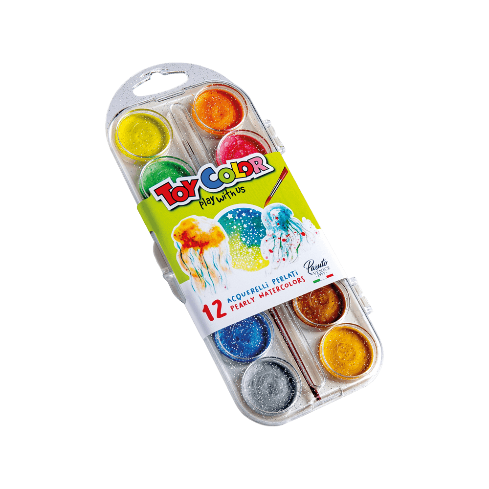 TOY COLOR ΝΕΡΟΧΡΩΜΑΤΑ ΜΕ ΠΙΝΕΛΟ ΠΛΑΣΤΙΚΟ BLISTER 12 ΧΡΩΜΑΤΑ Φ30mm PRIMARY PEARLY 12 ? (Το προιόν πωλείται σε μεμονωμένα τεμάχια