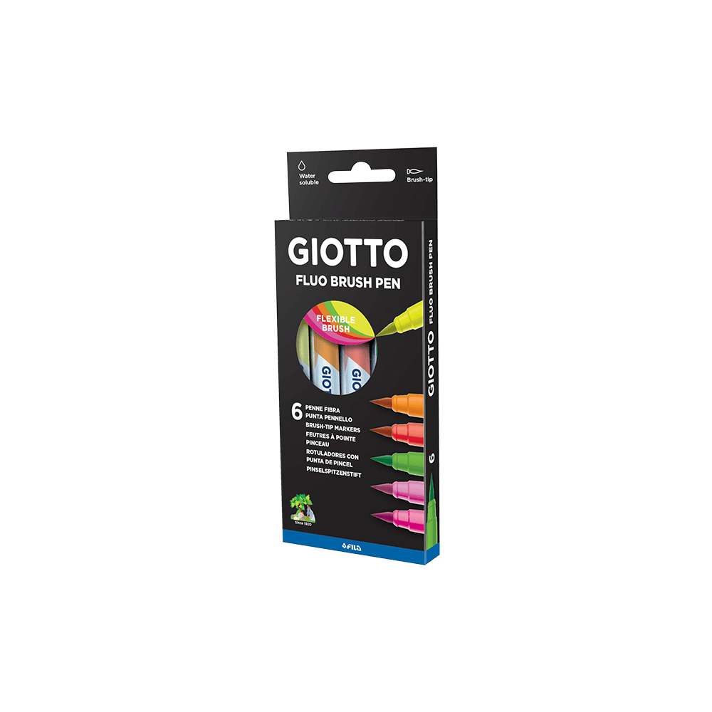 GIOTTO ΜΑΡΚΑΔΟΡΟΣ ΠΙΝΕΛΛΟ BLISTER TURBO SOFT 6 ΧΡΩΜΑΤΑ FLUO ΑΣΣΟΡΤΙ