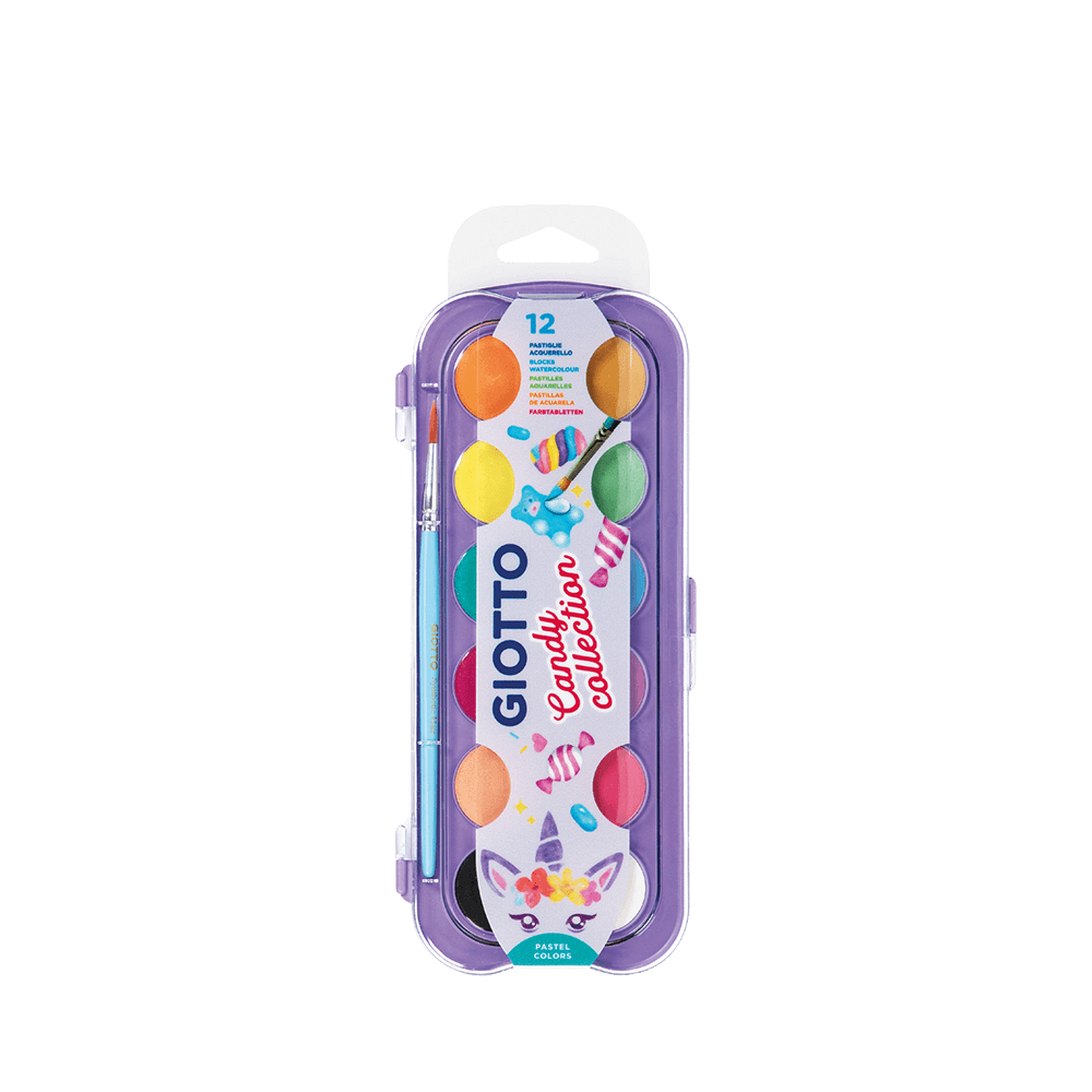 GIOTTO ΝΕΡΟΧΡΩΜΑΤΑ ΜΕ ΠΙΝΕΛΛΟ 3+ ΠΛΑΣΤΙΚΟ BLISTER 12 ΧΡΩΜΑΤΑ CANDY ΠΑΣΤΕΛ ΑΣ?