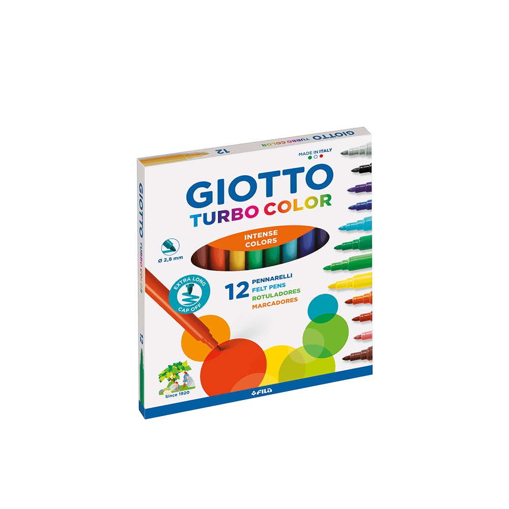 GIOTTO ΜΑΡΚΑΔΟΡΟΙ ΛΕΠΤΟΙ ΧΑΡΤΙΝΟ ΚΟΥΤΙ TURBO COLOR 3+ 12 ΧΡΩΜΑΤΑ