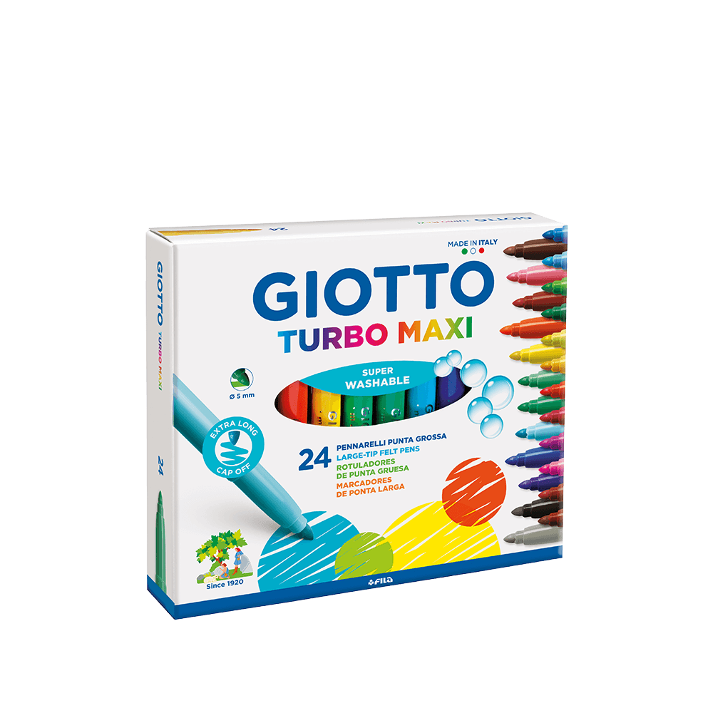 GIOTTO ΜΑΡΚΑΔΟΡΟΙ SUPERWASHABLE TURBO MAXI 3+ Φ5mm 24 ΧΡΩΜΑΤΑ