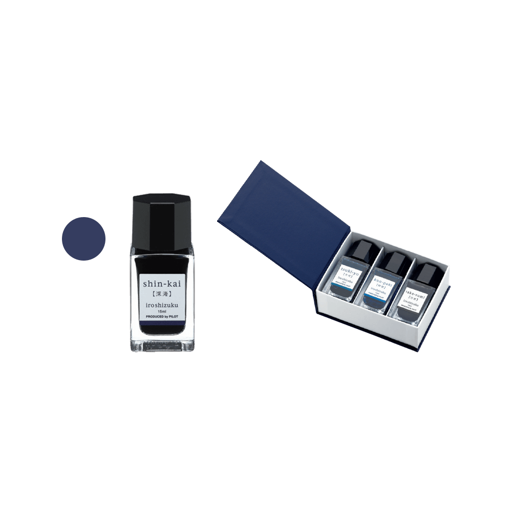 PILOT FINE WRITING ΜΕΛΑΝΙ ΠΕΝΑΣ ΜΠΛΕ ΚΟΥΤΙ ΧΑΡΤΙΝΟ 3 ΤΕΜΑΧΙΑ 15ml IROSHIZUKU SHIN-KAI