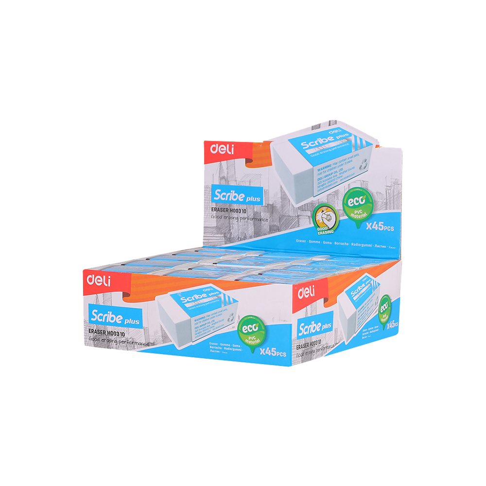 DELI ΓΟΜΑ 40x22x12mm SCRIBE PLUS ΛΕΥΚΗ 45 ΤΕΜΑΧΙΑ (Το προιόν πωλείται σε μεμονωμένα τεμάχια του ενός)