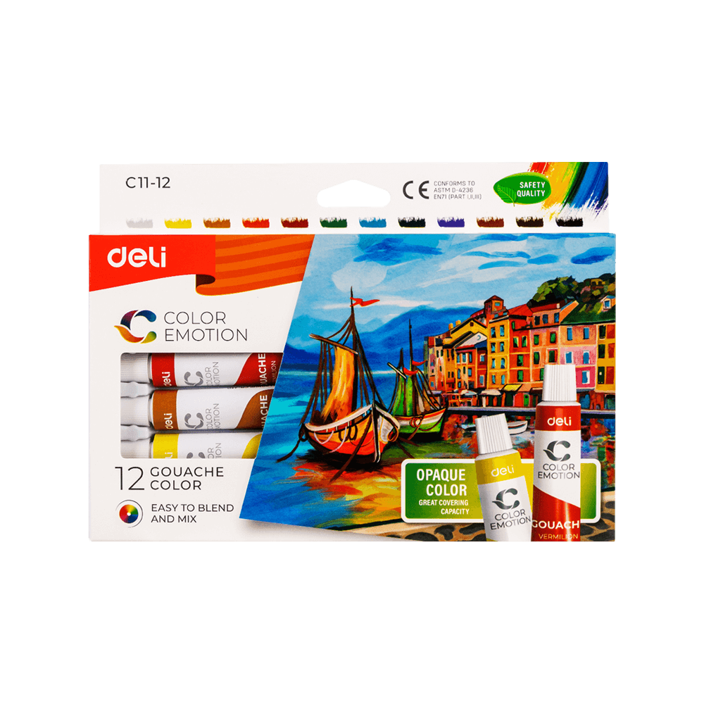 DELI ΤΕΜΠΕΡΑ 12 ΧΡΩΜΑΤΑ x 12ml COLOR EMOTION