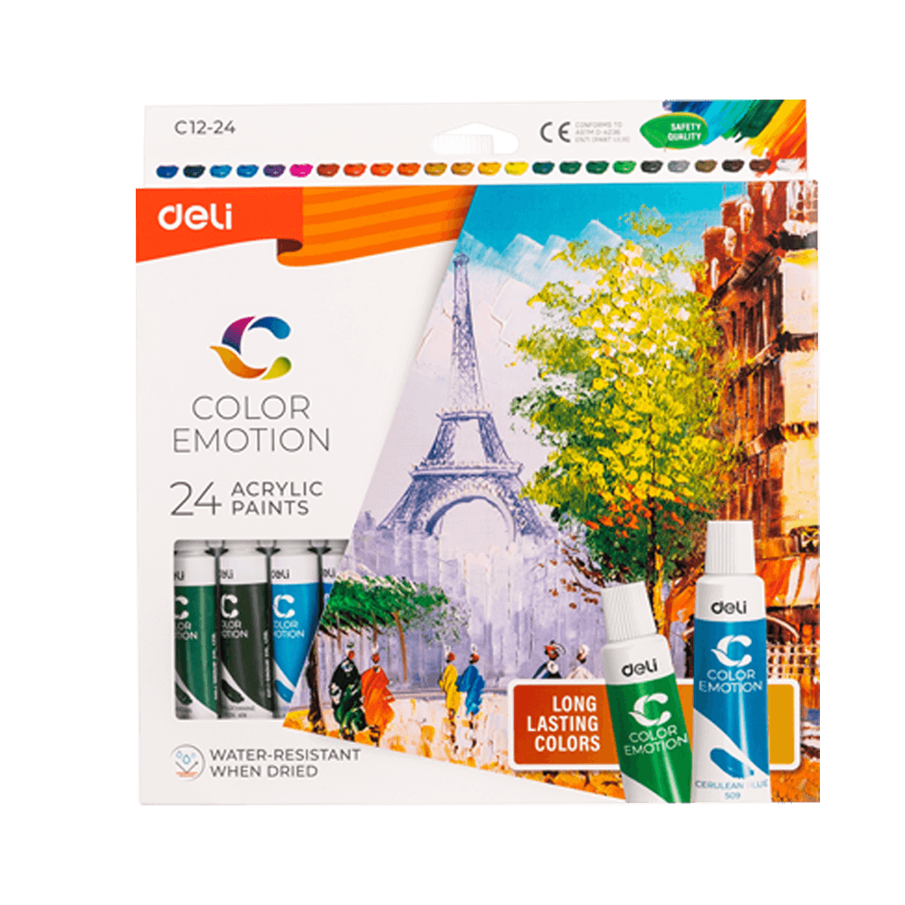DELI ΧΡΩΜΑ ΑΚΡΥΛΙΚΟ 24 ΧΡΩΜΑΤΑ x 12ml COLOR EMOTION