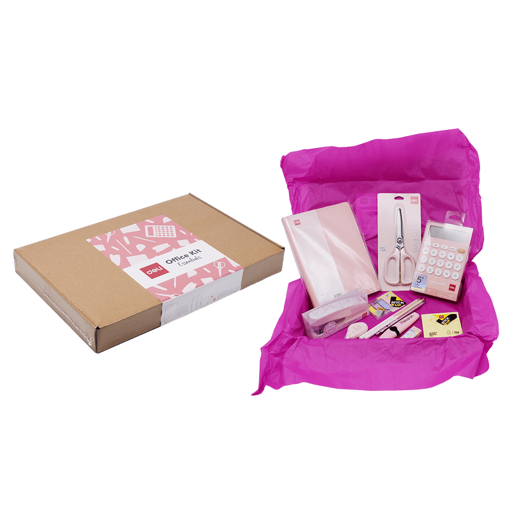 DELI ΚΟΥΤΙ ΓΕΜΑΤΟ 12 ΤΕΜΑΧΙΑ ΔΙΑΦΟΡΑ OFFICE KIT ΡΟΖ