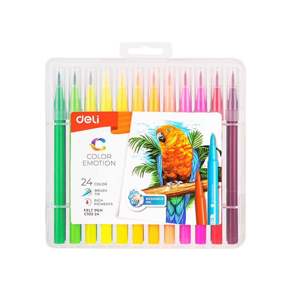 DELI ΜΑΡΚΑΔΟΡΟΣ WASHABLE ΠΙΝΕΛΟ 24 ΧΡΩΜΑΤΑ 1.0-8.0 mm COLOR EMOTION