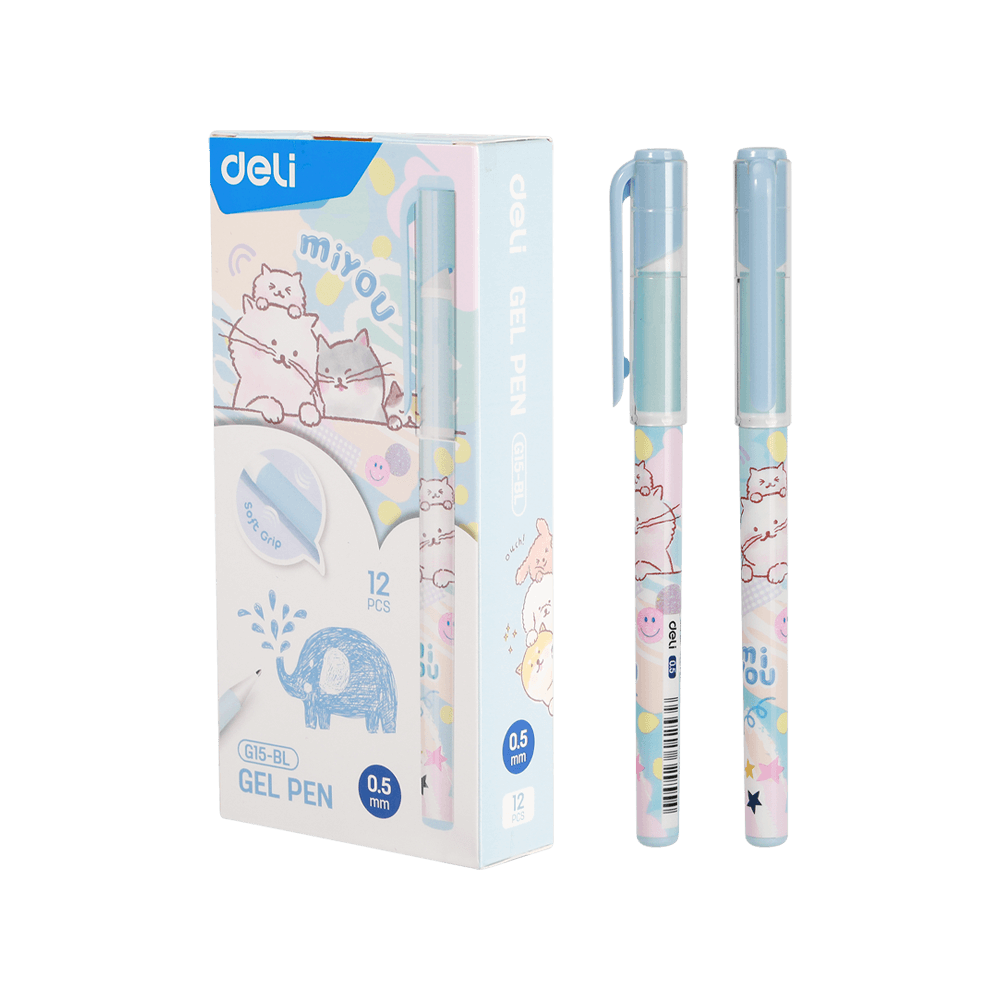 DELI ΣΤΥΛΟ GEL ΚΑΠΑΚΙ ΛΑΒΗ GRIP 0.5 MIYOU ΜΠΛΕ 12 ΤΕΜΑΧΙΑ (Το προιόν πωλείται σε μεμονωμένα τεμάχια του ενός)