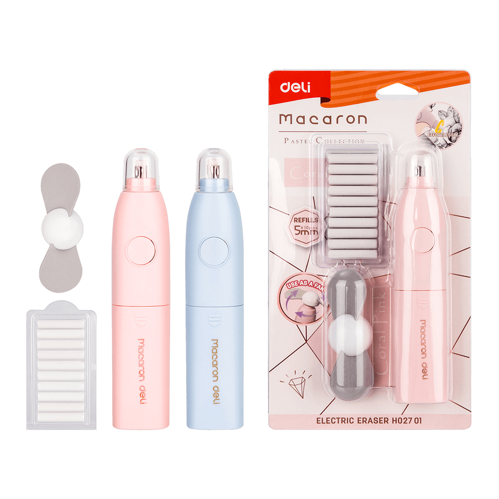 DELI ΓΟΜΑ ΗΛΕΚΤΡΙΚΗ ΜΕ ΑΝΕΜΙΣΤΗΡΑΚΙ & 10 ΑΝΤΑΛΛΑΚΤΙKΑ 5mm BLISTER 12 ΤΕΜ 12