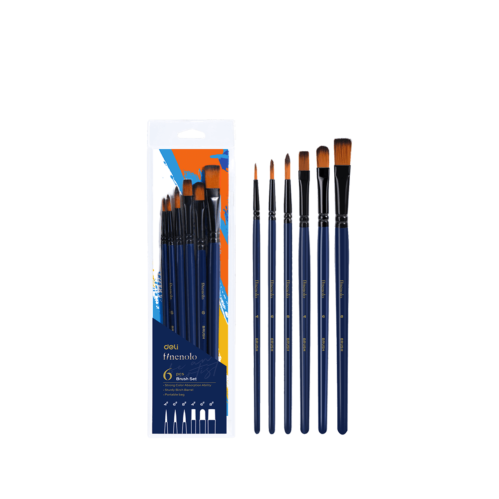 DELI ΠΙΝΕΛΟ ΝΕΡΟΧΡΩΜΑΤΩΝ ΣΤΡΟΓΓΥΛΟ/ΠΛΑΚΕ ΣΥΝΘΕΤΙΚΟ BLISTER Νο 4-6-8 FINENOLO