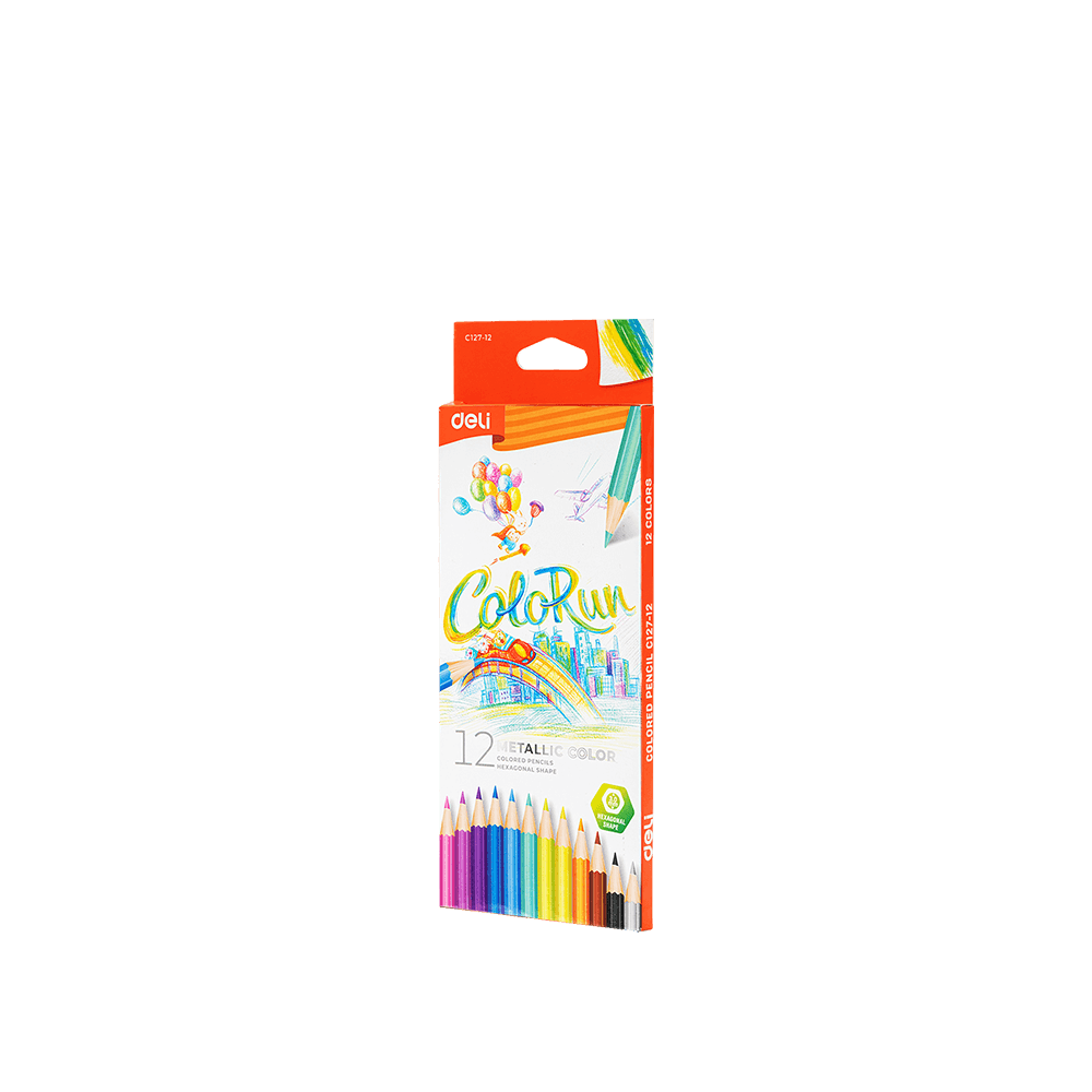 DELI ΚΡΑΙΓΙΟΝ ΕΞΑΓΩΝΟ BLISTER 12 ΧΡΩΜΑΤΑ ΜΕΤΑΛΛΙΚΟ Φ3.0mm COLORUN