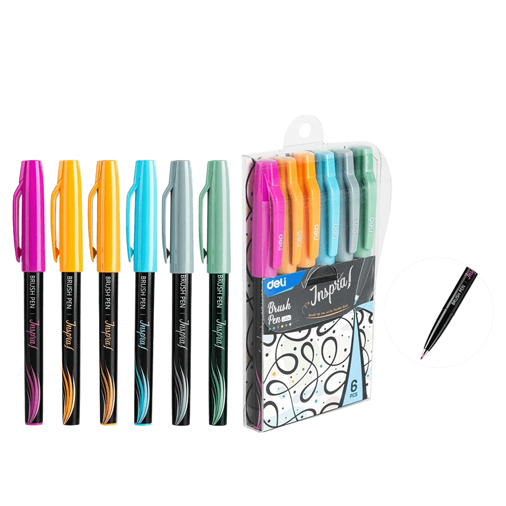 DELI ΜΑΡΚΑΔΟΡΟΙ ΣΧΕΔΙΟΥ ΜΥΤΗ ΠΙΝΕΛΟ ΘΗΚΗ ΠΛΑΣΤΙΚΗ BLISTER 6 ΧΡΩΜΑΤΑ 0.4mm