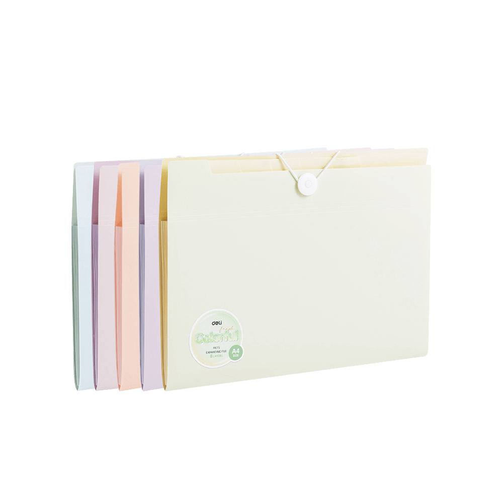 DELI ΦΑΚΕΛΟΣ ΚΟΥΜΠΙ/ΛΑΣΤΙΧΟ Α4 8 ΘΕΣΕΙΣ PP COLORFUL ΑΣΣΟΡΤΙ