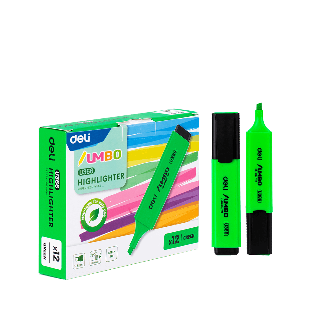 DELI ΜΑΡΚΑΔΟΡΟΙ ΥΠΟΓΡΑΜΜΙΣΗΣ ΠΛΑΚΕ 1-5mm JUMBO ΠΡΑΣΙΝΟ 12 ΤΕΜΑΧΙΑ (Το προιόν πωλείται σε μεμονωμένα τεμάχια του ενός)