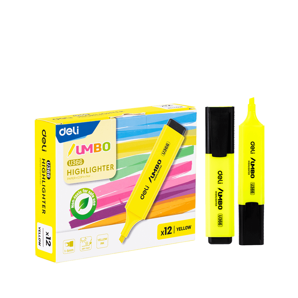 DELI ΜΑΡΚΑΔΟΡΟΙ ΥΠΟΓΡΑΜΜΙΣΗΣ ΠΛΑΚΕ 1-5mm JUMBO ΚΙΤΡΙΝΟ 12 ΤΕΜΑΧΙΑ (Το προιόν πωλείται σε μεμονωμένα τεμάχια του ενός)