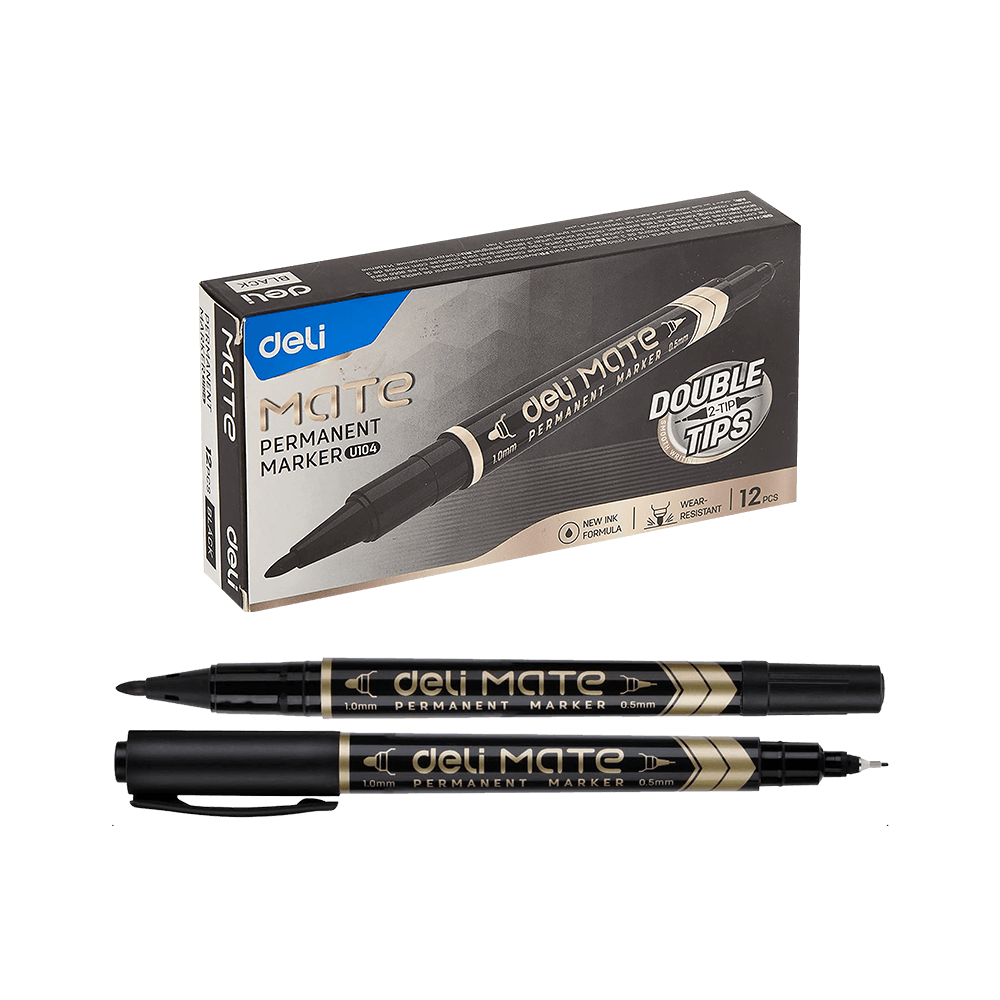 DELI ΜΑΡΚΑΔΟΡΟΙ ΑΝΕΞΙΤΗΛΟΙ ΔΙΠΛΗ ΜΥΤΗ 1.0-0.5mm MATE ΜΑΥΡΟΣ  (Το προιόν πωλείται σε μεμονωμένα τεμάχια του ενός)