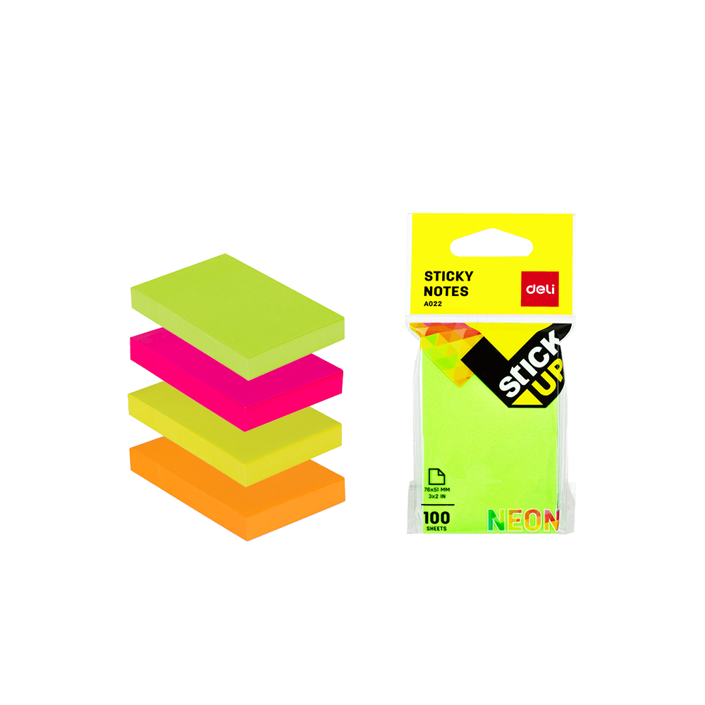 DELI ΧΑΡΤΙΑ ΣΗΜΕΙΩΣΕΩΝ ΑΥΤΟΚΟΛΛΗΤΑ BLISTER 100 ΦΥΛΛΑ 76x51mm STICK UP ΝΕΟΝ ΑΣΣΟ? (Το προιόν πωλείται σε μεμονωμένα τεμάχια του ε