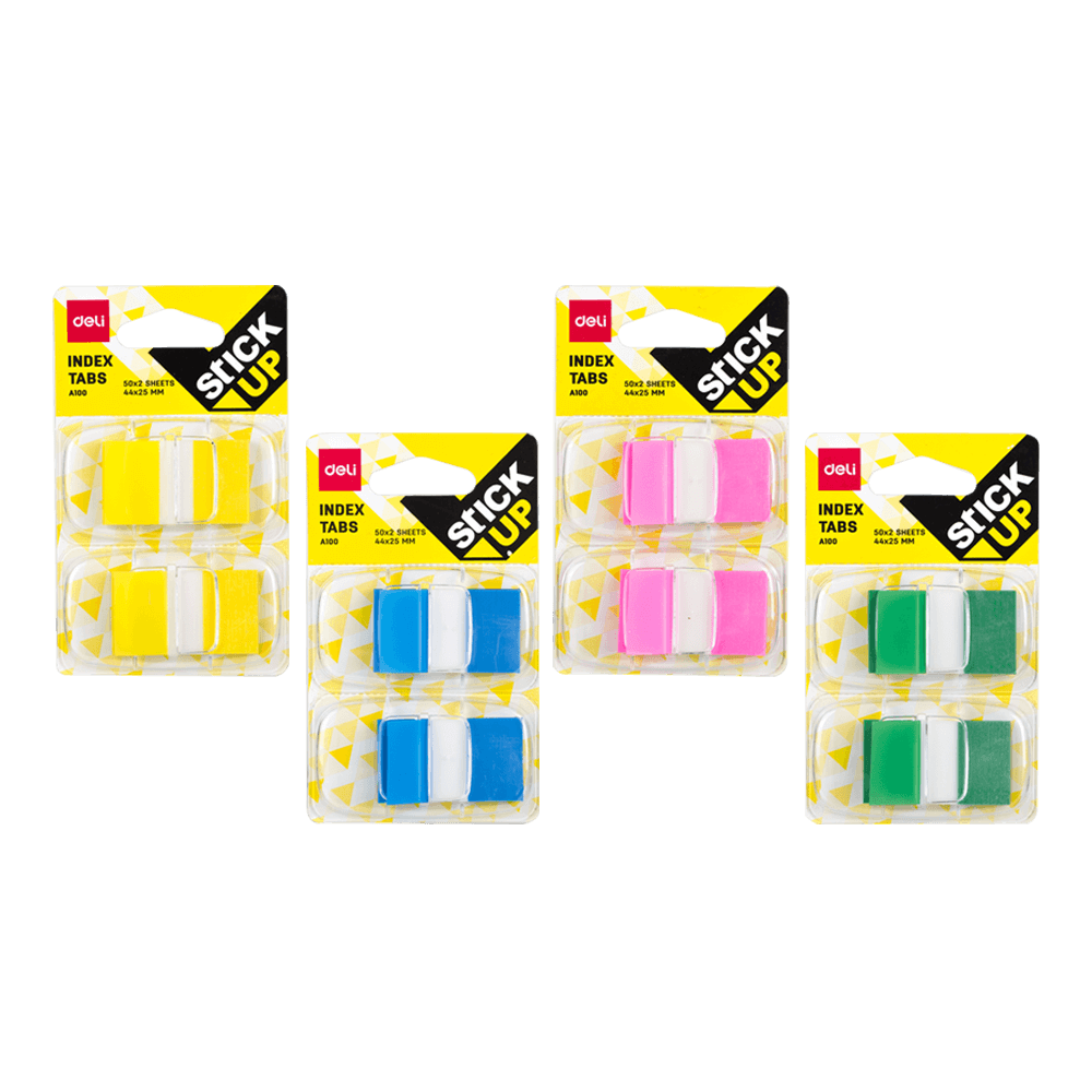 DELI ΣΕΛΙΔΟΔΕΙΚΤΗΣ ΔΙΑΦΑΝΟΣ ΑΥΤΟΚΟΛΛΗΤΟ 2x50 ΦΥΛΛΑ 44x25mm STICK UP ΑΣΣΟΡΤΙ  (Το προιόν πωλείται σε μεμονωμένα τεμάχια του ενός)