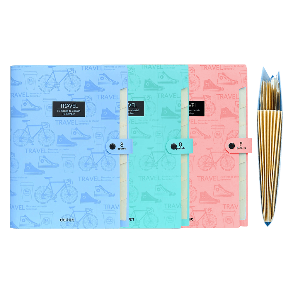 DELI ΦΑΚΕΛΟΣ Α4 ΚΟΥΜΠΙ 8 ΘΕΣΕΩΝ ΣΧΕΔΙΑ PP ΑΣΣΟΡΤΙ