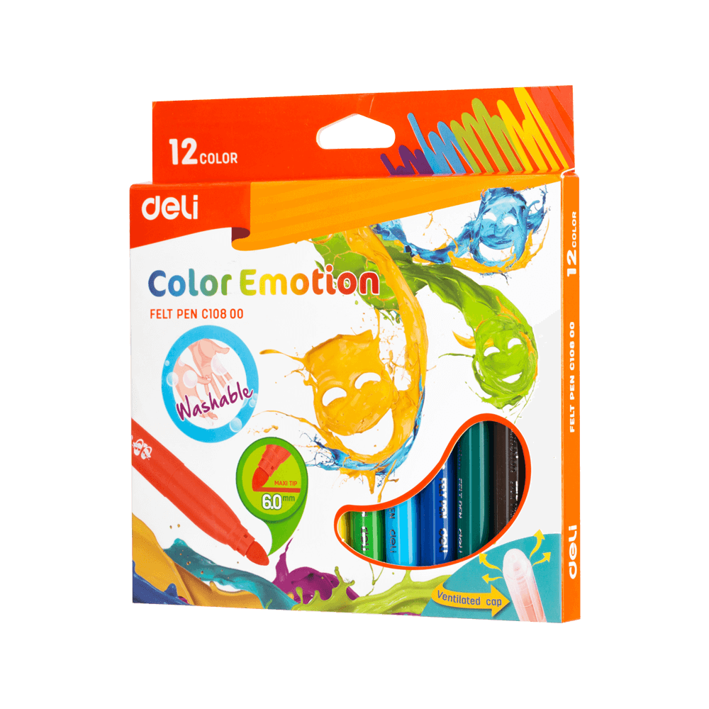 DELI ΜΑΡΚΑΔΟΡΟΣ JUMBO WASHABLE ΧΑΡΤΙΝΟ 12 ΧΡΩΜΑΤΑ 6mm COLOR EMOTION 12 ΤΕΜΑΧΙΑ (Το προιόν πωλείται σε μεμονωμένα τεμάχια του ενό DELI ΜΑΡΚΑΔΟΡΟΣ JUMBO WASHABLE ΧΑΡΤΙΝΟ 12 ΧΡΩΜΑΤΑ 6mm COLOR EMOTION 12 ΤΕΜΑΧΙΑ (Το προιόν πωλείται σε μεμονωμένα τεμάχια του ενό