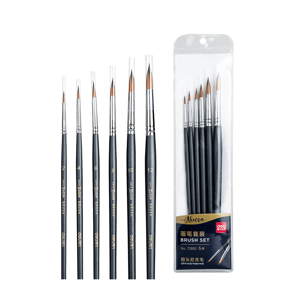 DELI ΠΙΝΕΛΟ ΤΡΙΧΑ ΣΥΝΘΕΤΙΚΗ ΣΤΡΟΓΓΥΛΟ BLISTER 6 ΤΕΜΑΧΙΑ Νο 2-4-6-8-10-12 ARTE NEUV