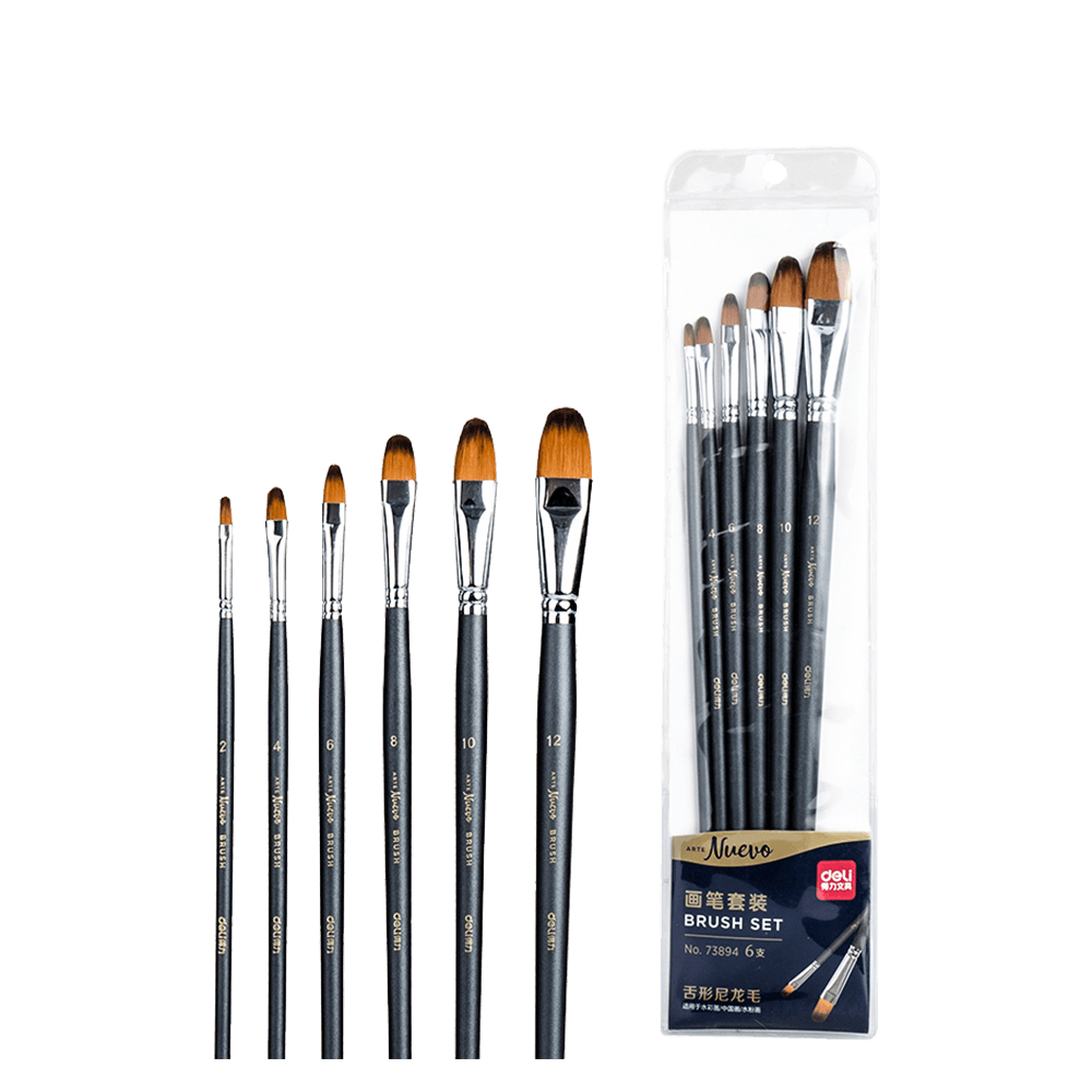 DELI ΠΙΝΕΛΟ ΟΒΑΛ ΤΡΙΧΑ ΣΥΝΘΕΤΙΚΗ BLISTER 6 ΤΕΜΑΧΙΑ Νο 2-4-6-8-10-12 ARTE NEUVO ΓΚΡΙ